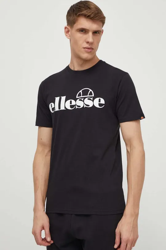 μαύρο Βαμβακερό μπλουζάκι Ellesse Fuenti Tee Ανδρικά