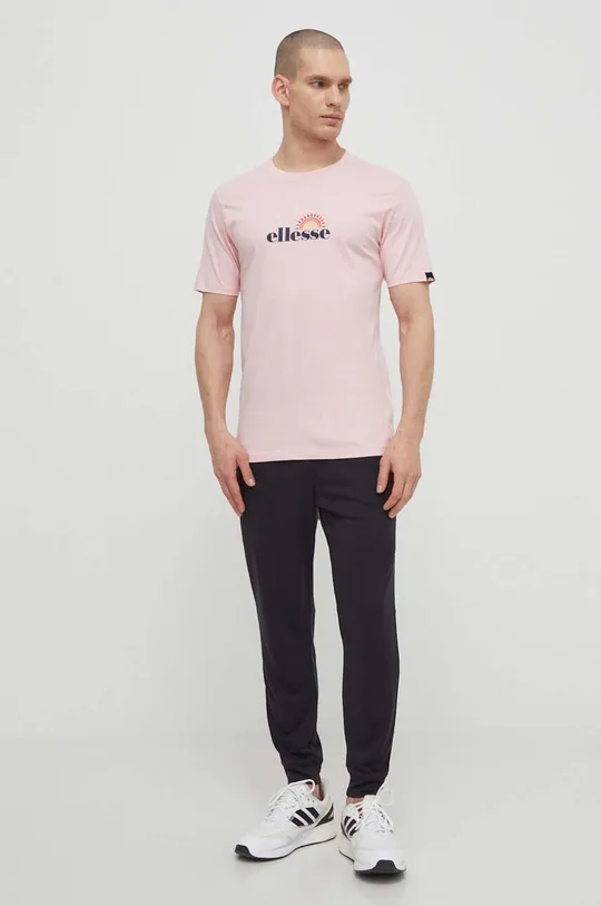 Βαμβακερό μπλουζάκι Ellesse Trea T-Shirt ροζ