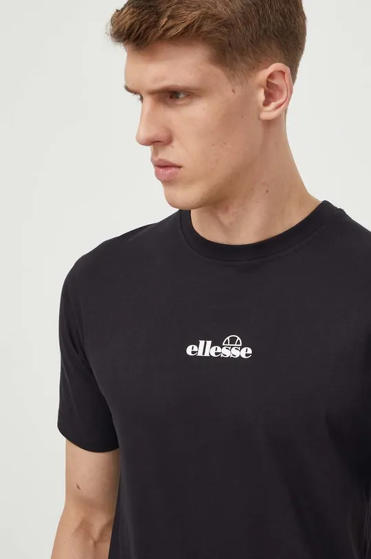 μαύρο Βαμβακερό μπλουζάκι Ellesse Ollio Tee