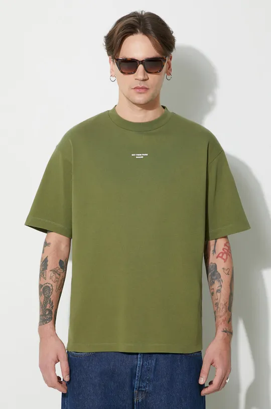 зелен Памучна тениска Drôle de Monsieur Le T-Shirt Slogan Чоловічий