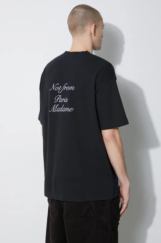 черен Памучна тениска Drôle de Monsieur Le T-Shirt Slogan Cursive