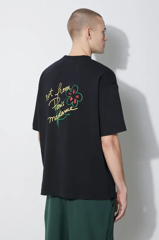 чёрный Хлопковая футболка Drôle de Monsieur Le T-Shirt Slogan Esquisse