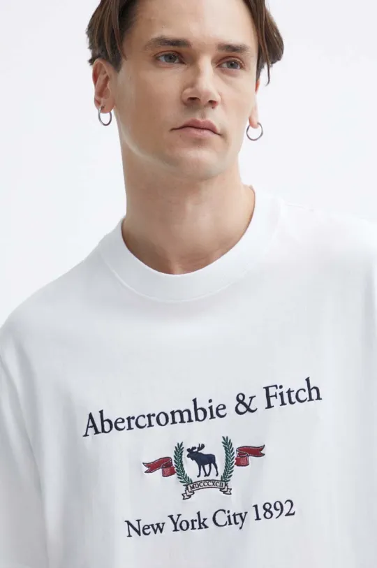 bela Bombažna kratka majica Abercrombie & Fitch Moški