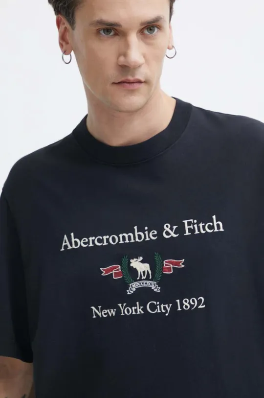 fekete Abercrombie & Fitch pamut póló