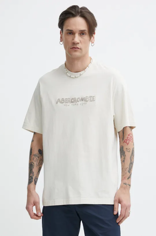 μπεζ Βαμβακερό μπλουζάκι Abercrombie & Fitch