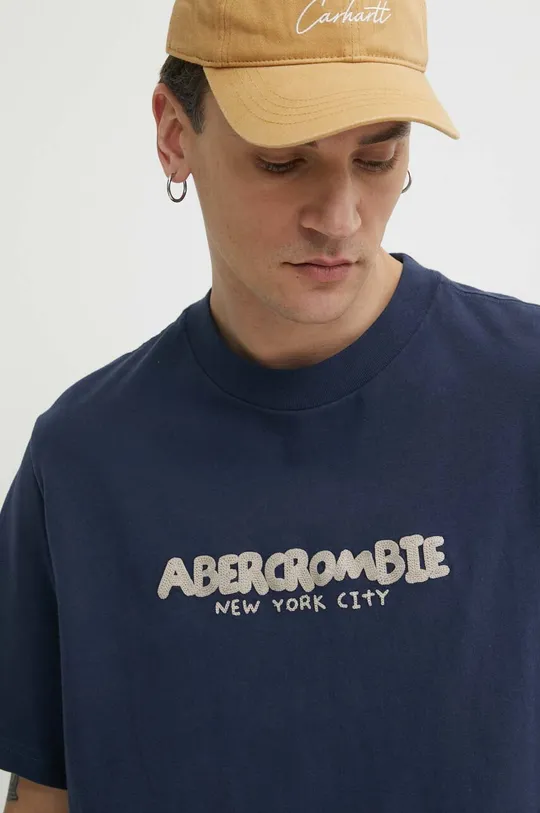granatowy Abercrombie & Fitch t-shirt bawełniany