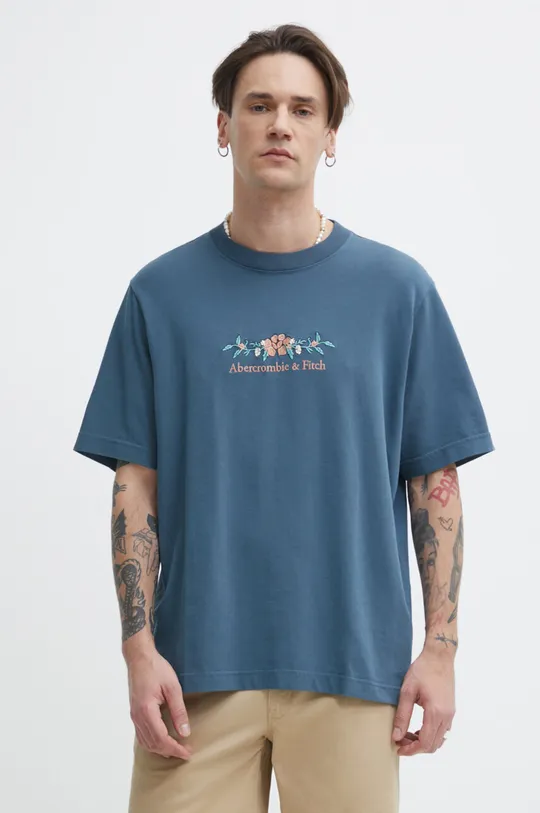 turkusowy Abercrombie & Fitch t-shirt bawełniany Męski