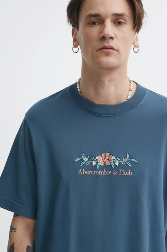 tyrkysová Bavlnené tričko Abercrombie & Fitch