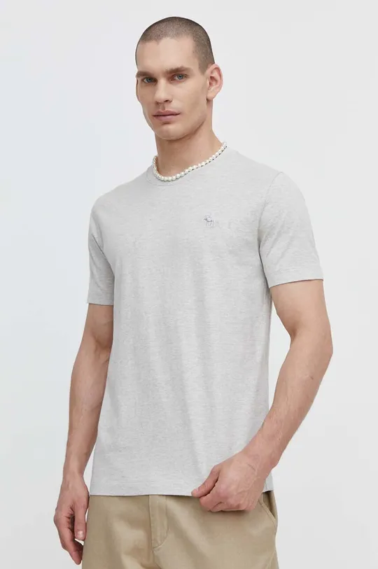 sivá Bavlnené tričko Abercrombie & Fitch Pánsky