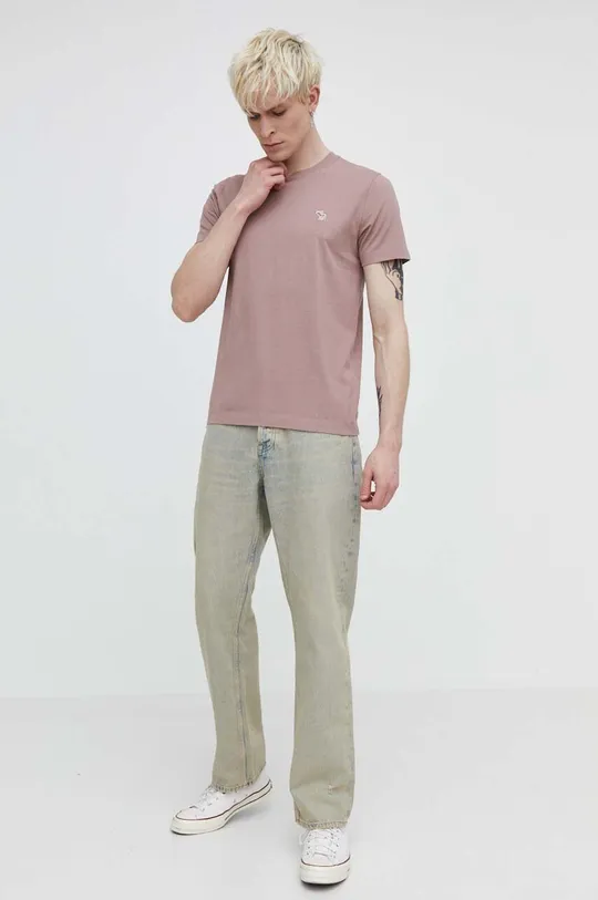 Abercrombie & Fitch t-shirt bawełniany różowy