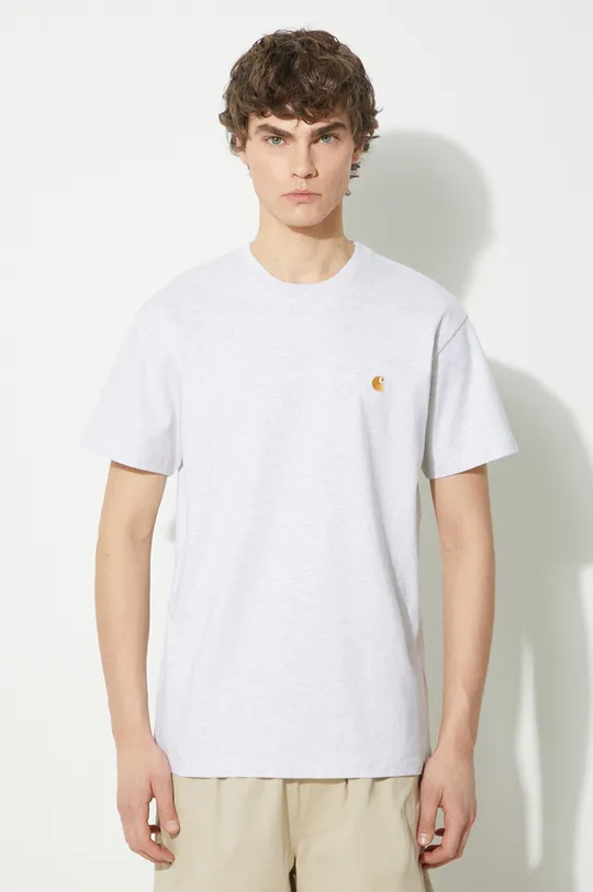 sivá Bavlnené tričko Carhartt WIP S/S Chase T-Shirt Pánsky
