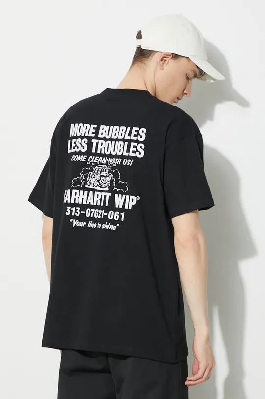 czarny Carhartt WIP t-shirt bawełniany S/S Less Troubles T-Shirt Męski