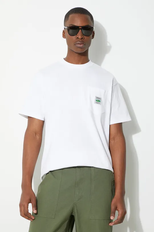 белый Хлопковая футболка Carhartt WIP S/S Field Pocket T-Shirt Мужской
