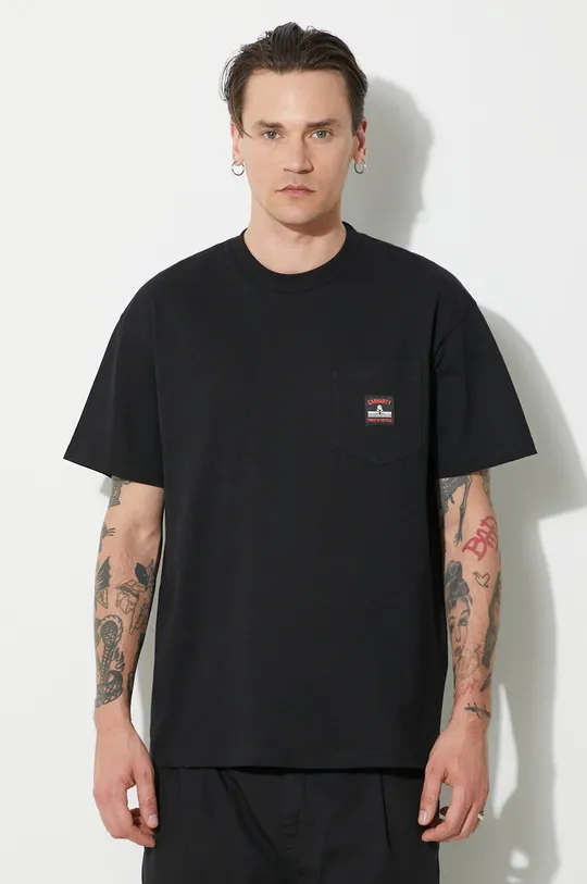 negru Carhartt WIP tricou din bumbac S/S Field Pocket T-Shirt De bărbați
