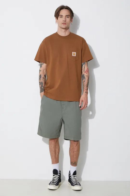 Carhartt WIP t-shirt bawełniany S/S Field Pocket T-Shirt brązowy