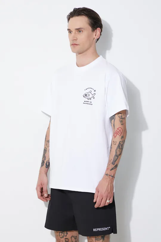 alb Carhartt WIP tricou din bumbac S/S Icons