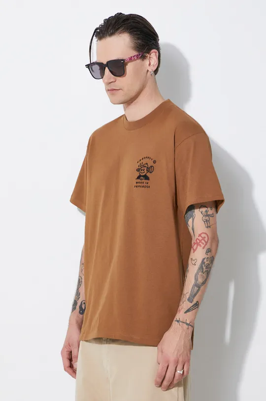 коричневый Хлопковая футболка Carhartt WIP S/S Icons T-Shirt