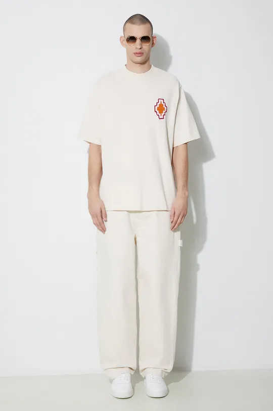 Marcelo Burlon t-shirt bawełniany Macrame Cross Patch Over beżowy
