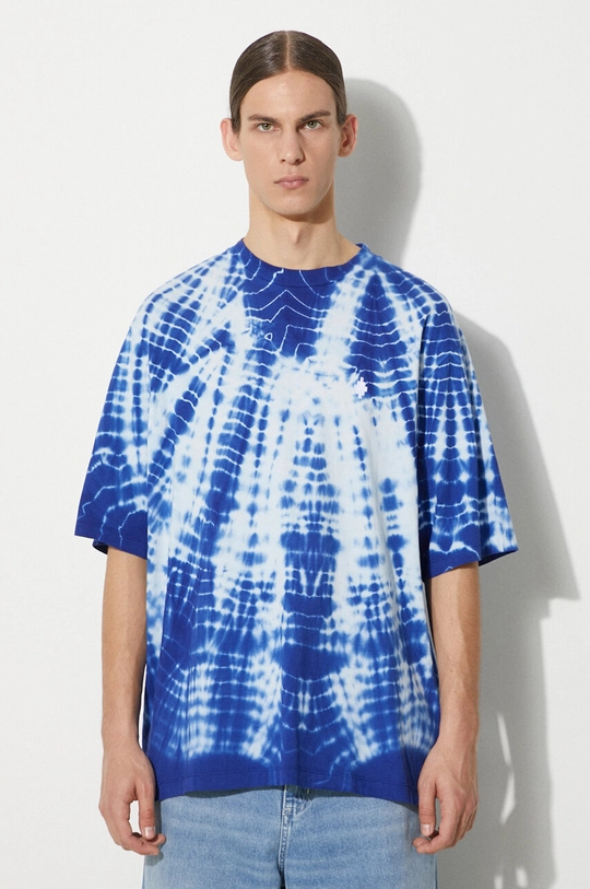 Bavlněné tričko Marcelo Burlon Aop Soundwaves Over relaxed modrá CMAA054S24JER0044501