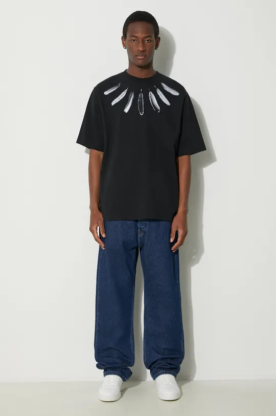 Marcelo Burlon t-shirt in cotone Collar Feathers Over nero