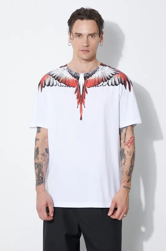 λευκό Βαμβακερό μπλουζάκι Marcelo Burlon Icon Wings Basic Ανδρικά