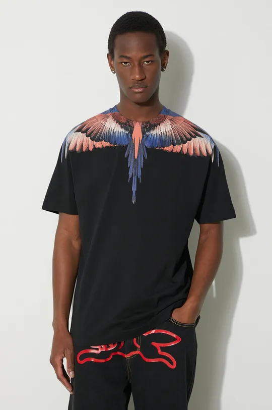 czarny Marcelo Burlon t-shirt bawełniany Icon Wings Basic Męski