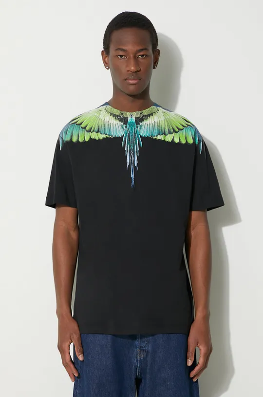 μαύρο Βαμβακερό μπλουζάκι Marcelo Burlon Icon Wings Basic Ανδρικά