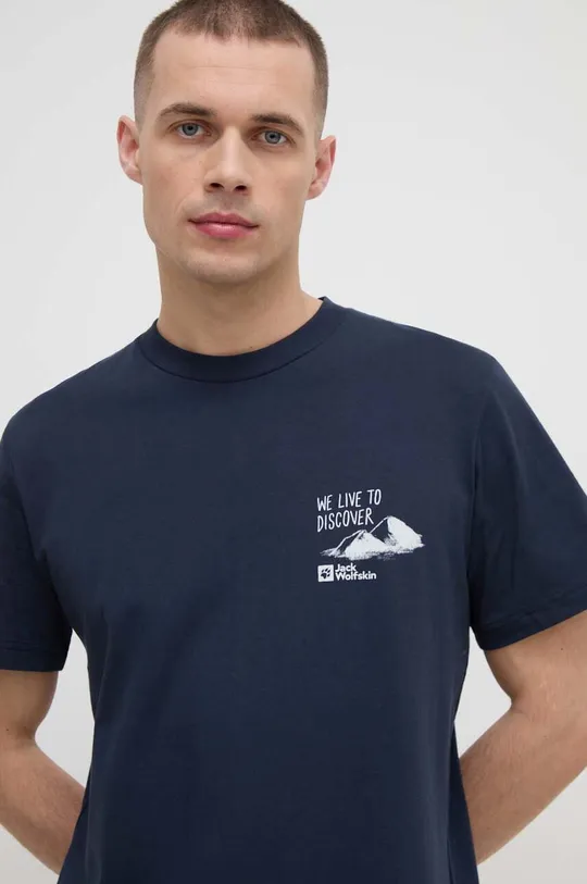 mornarsko modra Bombažna kratka majica Jack Wolfskin