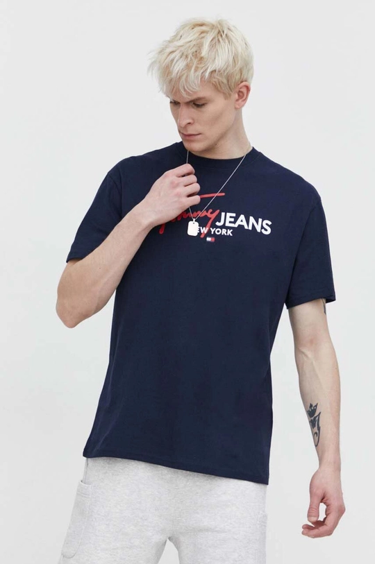 Tommy Jeans tricou din bumbac bleumarin DM0DM18572