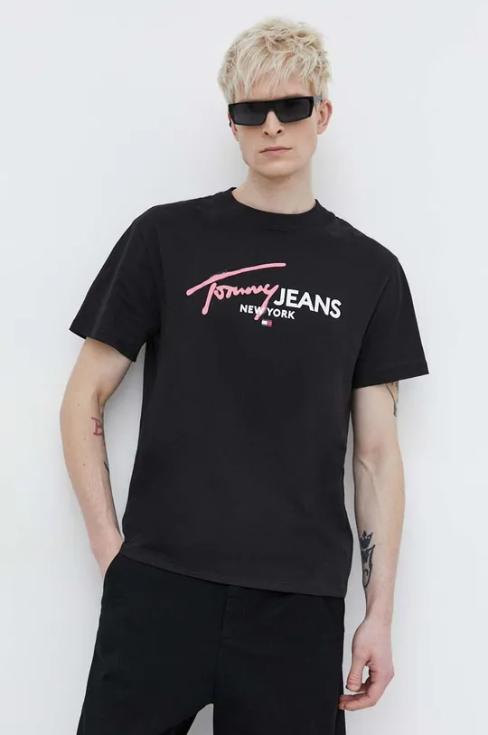 чёрный Хлопковая футболка Tommy Jeans