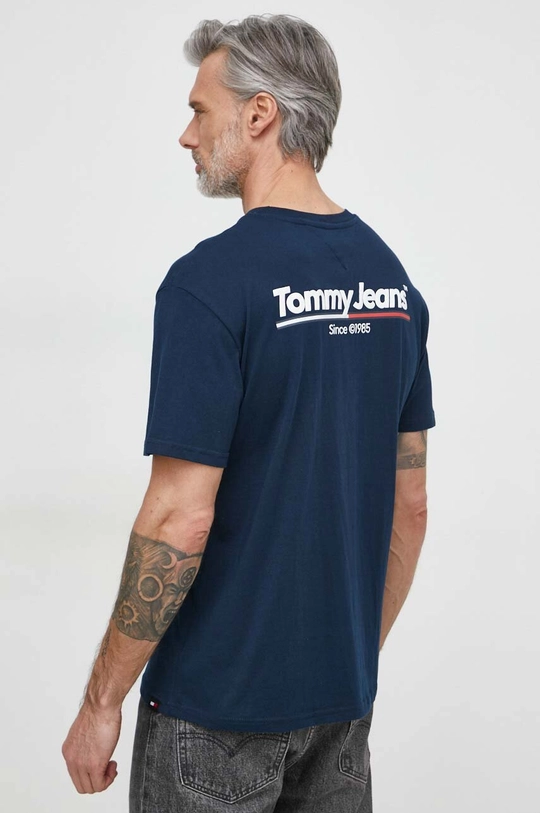 Βαμβακερό μπλουζάκι Tommy Jeans σκούρο μπλε