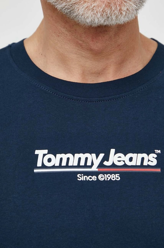 tmavomodrá Bavlnené tričko Tommy Jeans