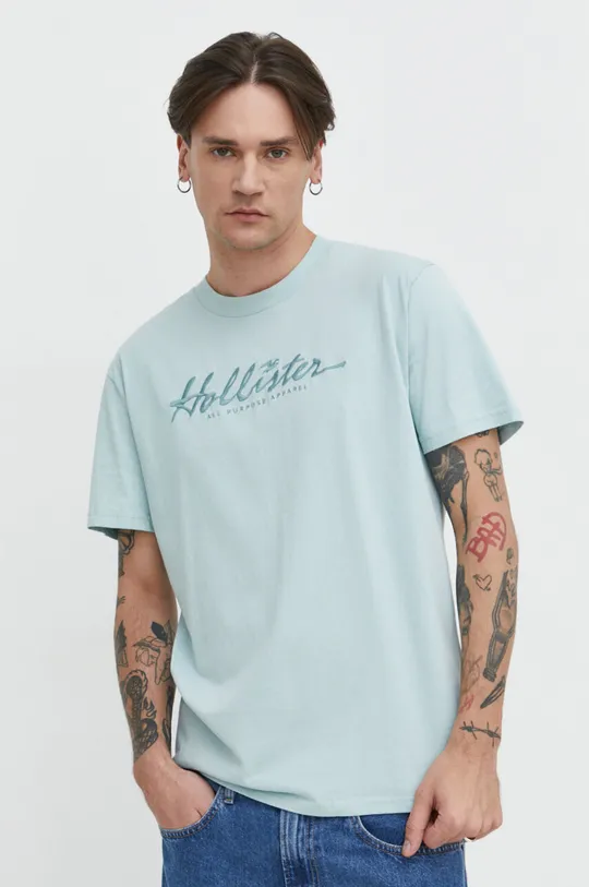 modrá Bavlnené tričko Hollister Co. Pánsky