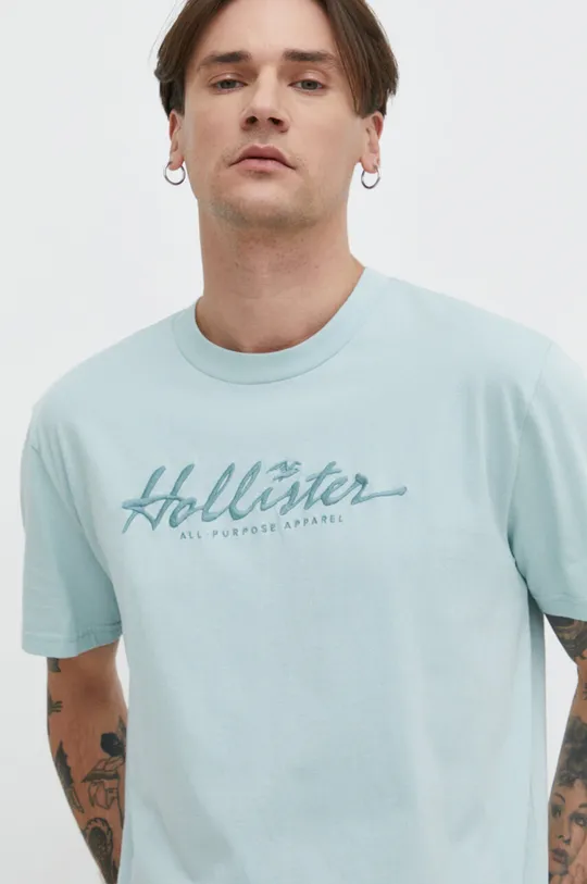 modra Bombažna kratka majica Hollister Co.