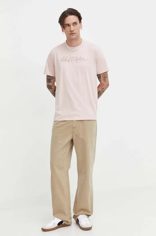 Bombažna kratka majica Hollister Co. roza