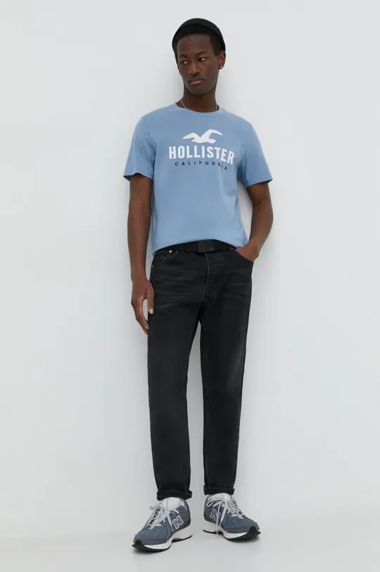 Hollister Co. t-shirt bawełniany niebieski