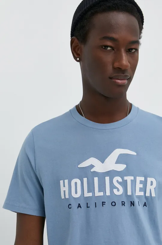 modrá Bavlnené tričko Hollister Co.
