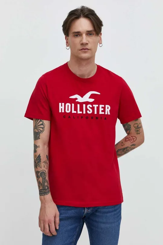 červená Bavlnené tričko Hollister Co. Pánsky