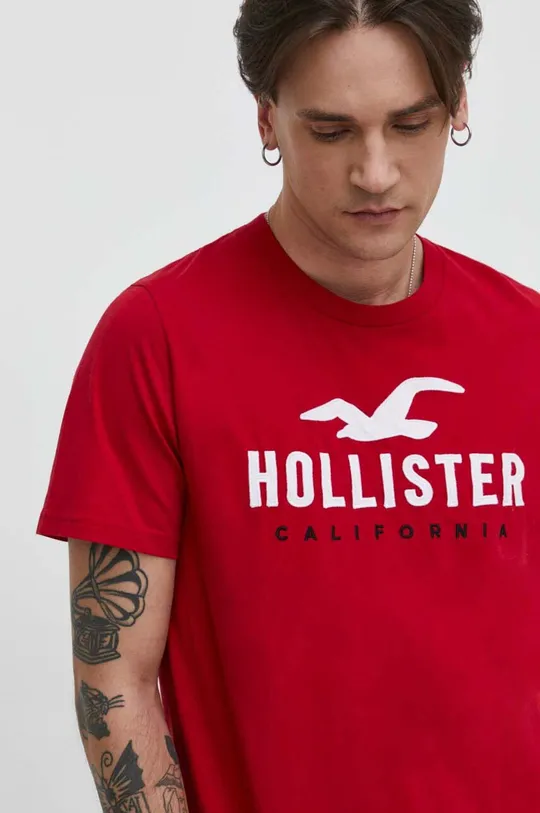 crvena Pamučna majica Hollister Co.