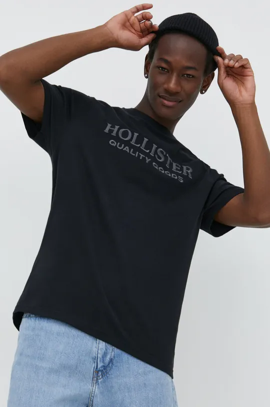 crna Pamučna majica Hollister Co. Muški