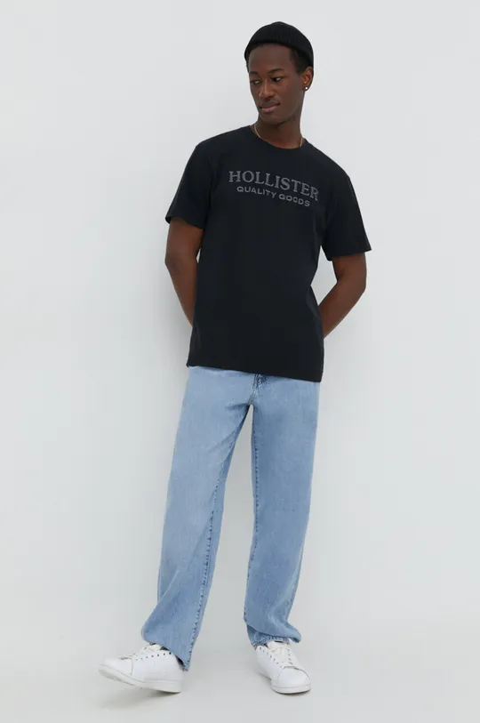Bombažna kratka majica Hollister Co. črna