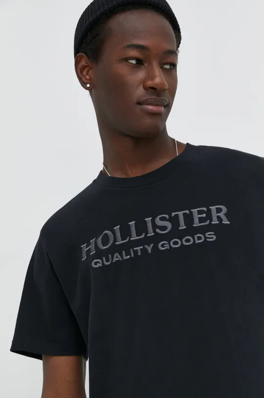 μαύρο Βαμβακερό μπλουζάκι Hollister Co.