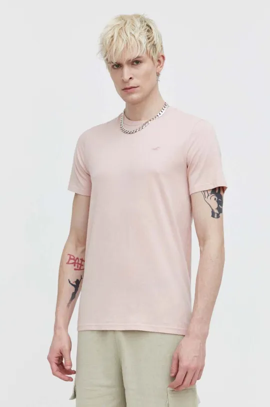 różowy Hollister Co. t-shirt bawełniany Męski