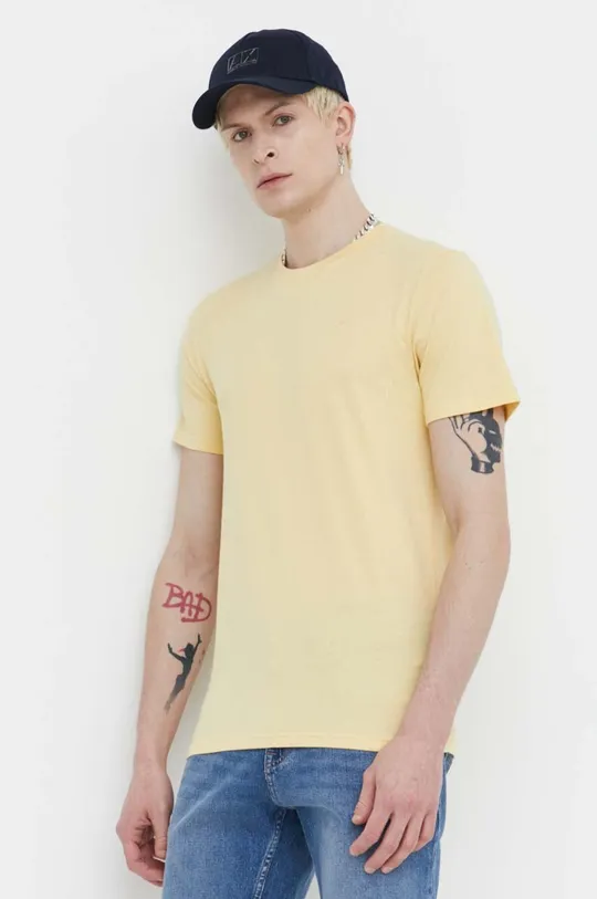 rumena Bombažna kratka majica Hollister Co. Moški