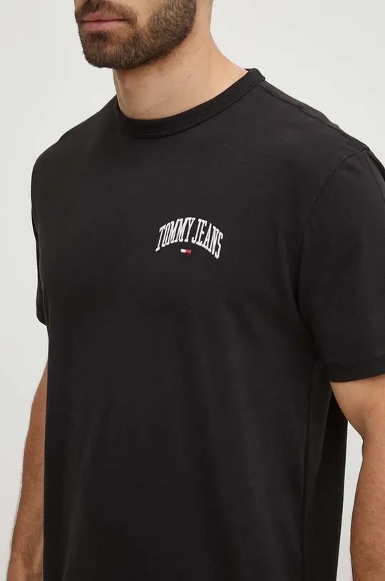 črna Bombažna kratka majica Tommy Jeans