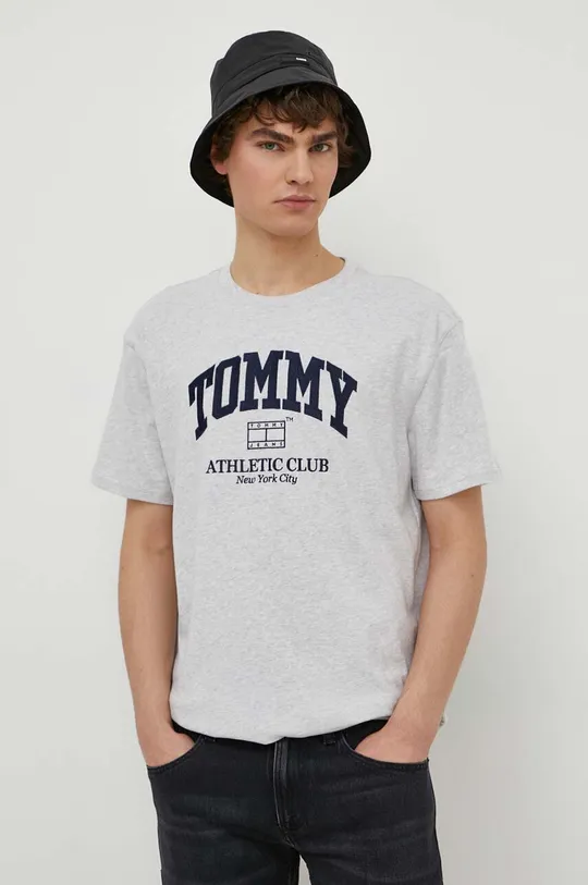 szary Tommy Jeans t-shirt bawełniany
