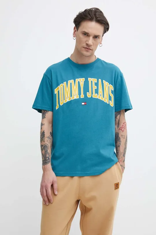 бирюзовый Хлопковая футболка Tommy Jeans