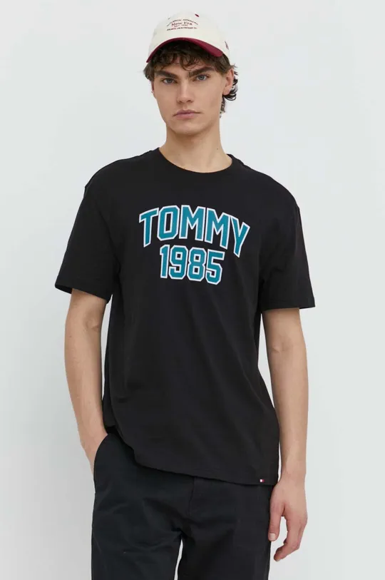 czarny Tommy Jeans t-shirt bawełniany