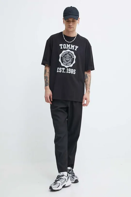 Tommy Jeans t-shirt bawełniany czarny