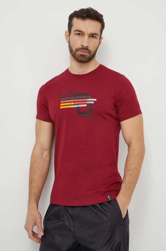 bordowy LA Sportiva t-shirt Stripe Cube Męski